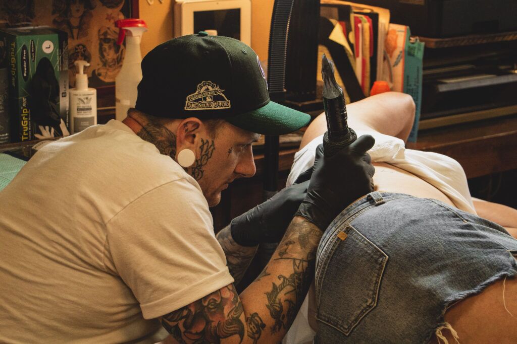 getting a tattoo